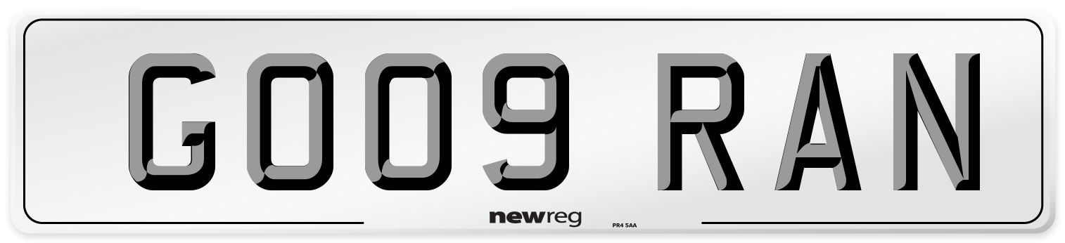 GO09 RAN Front Number Plate