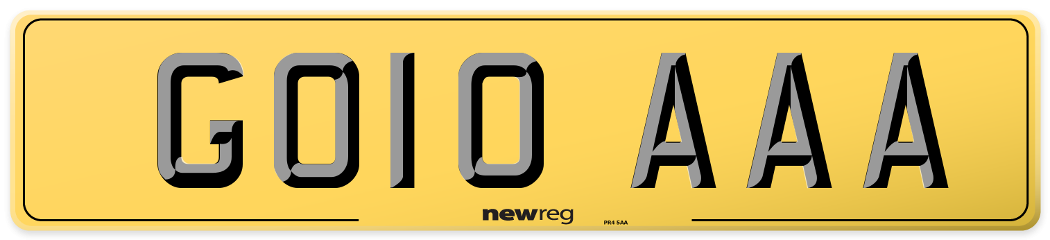 GO10 AAA Rear Number Plate