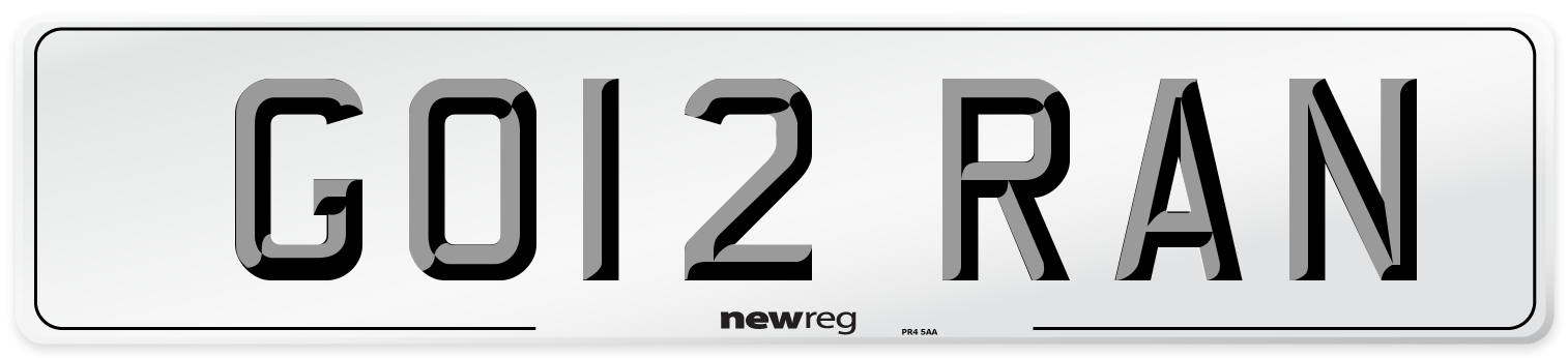 GO12 RAN Front Number Plate