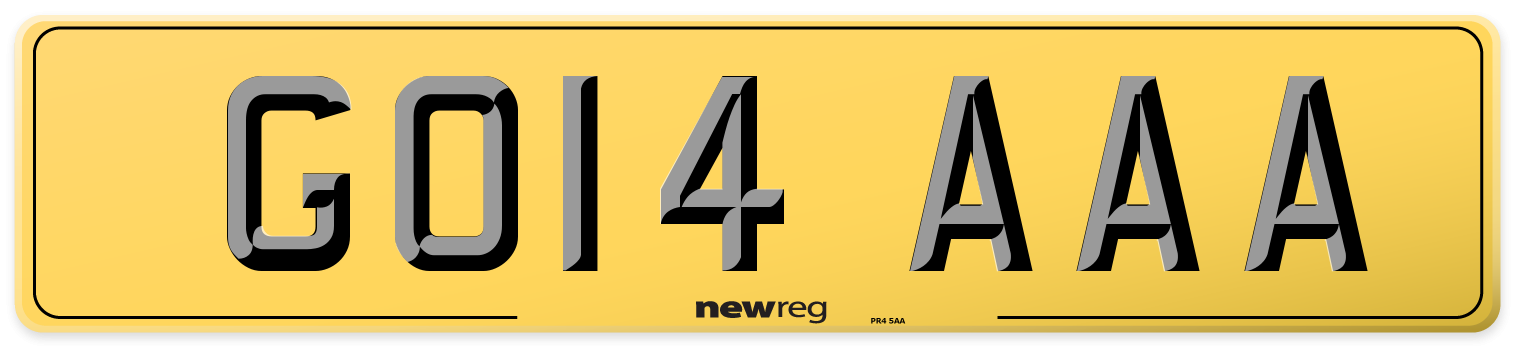 GO14 AAA Rear Number Plate