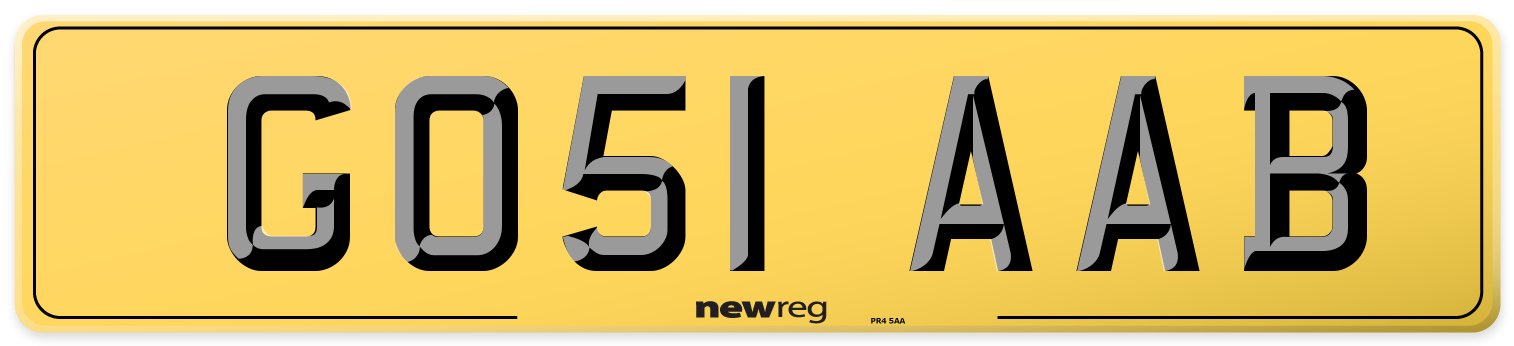 GO51 AAB Rear Number Plate