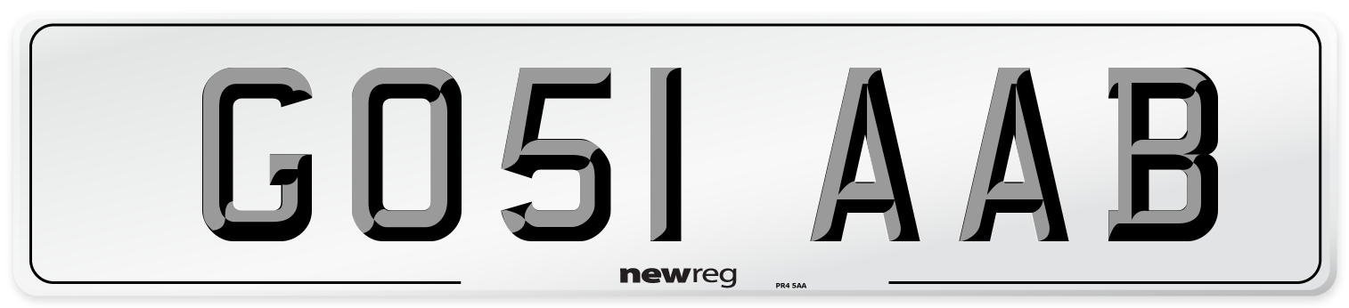 GO51 AAB Front Number Plate