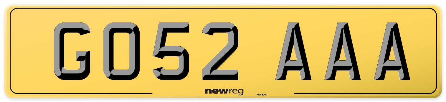 GO52 AAA Rear Number Plate