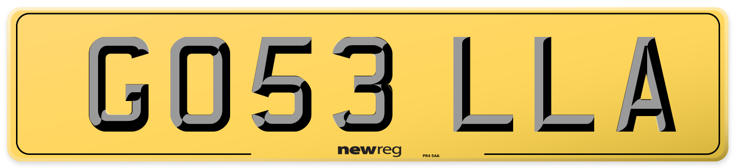 GO53 LLA Rear Number Plate