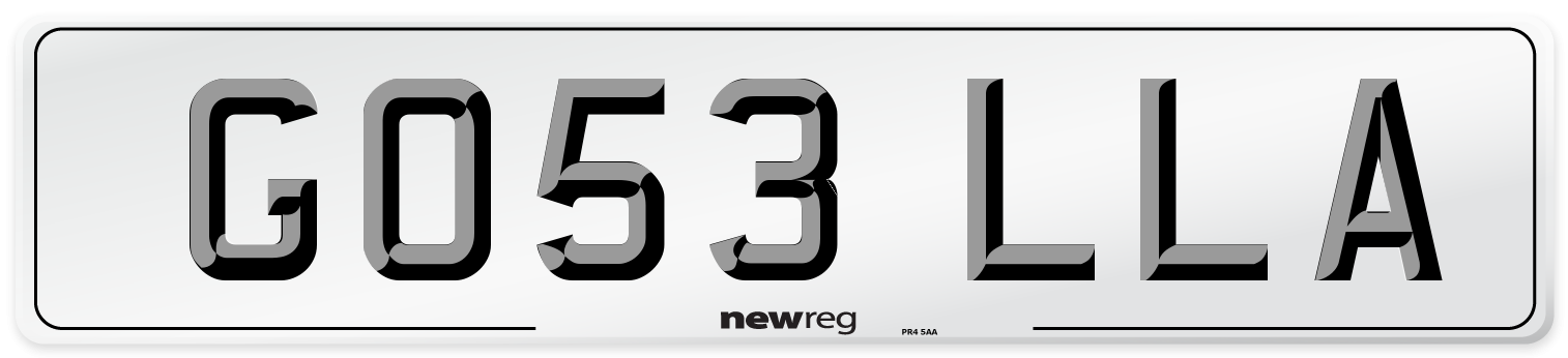 GO53 LLA Front Number Plate