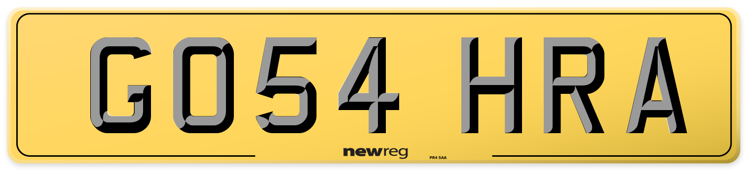 GO54 HRA Rear Number Plate