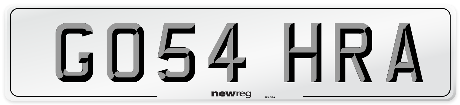 GO54 HRA Front Number Plate