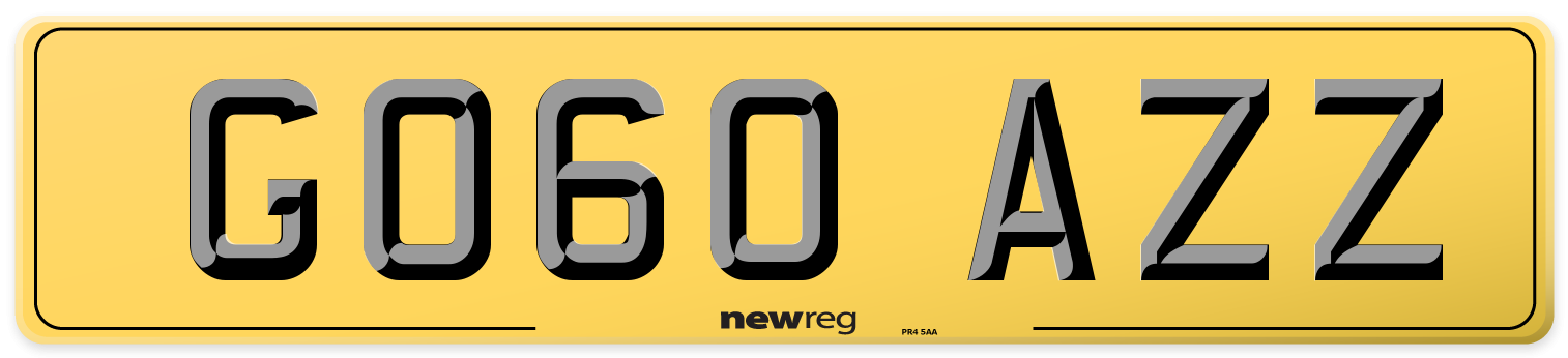 GO60 AZZ Rear Number Plate