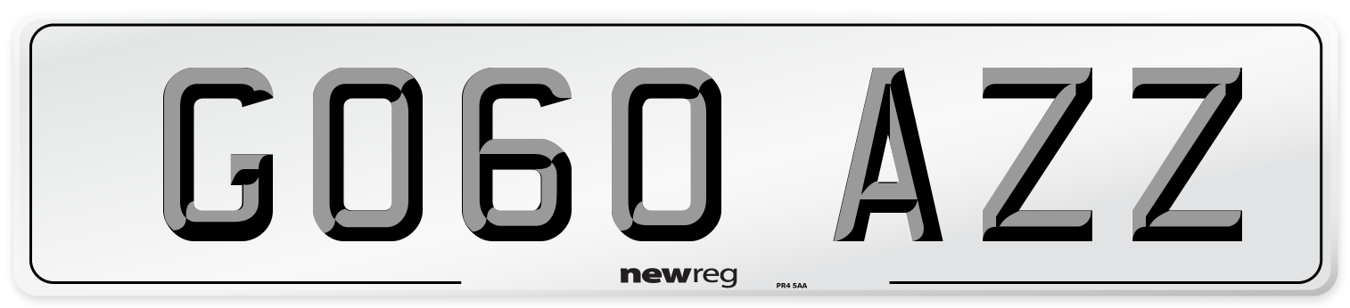 GO60 AZZ Front Number Plate