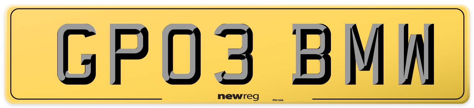 GP03 BMW Rear Number Plate