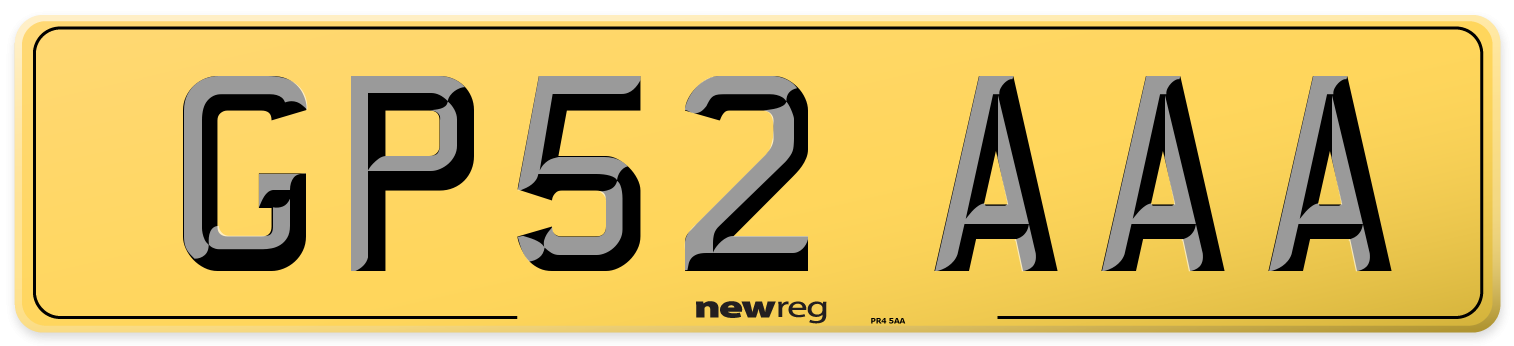 GP52 AAA Rear Number Plate