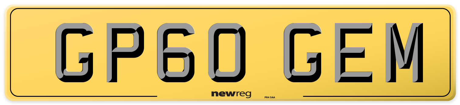 GP60 GEM Rear Number Plate