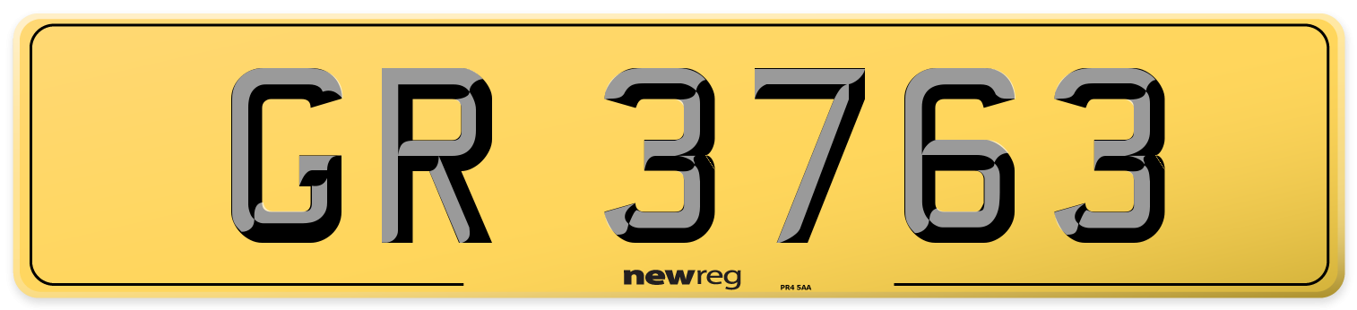 GR 3763 Rear Number Plate