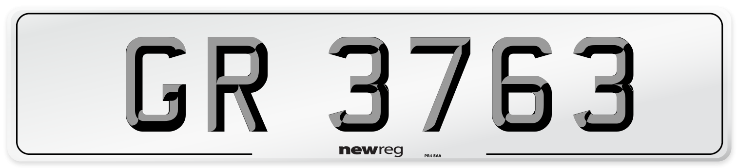 GR 3763 Front Number Plate