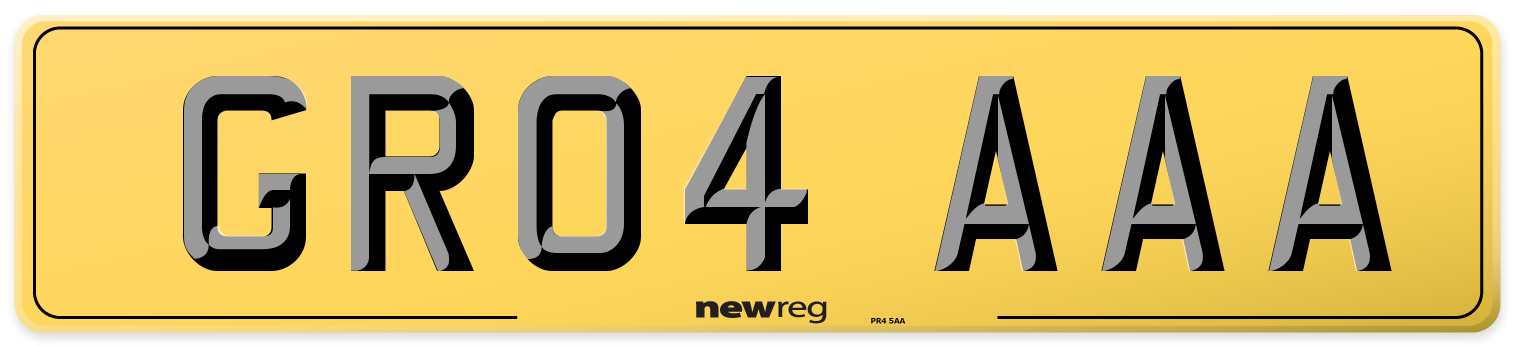 GR04 AAA Rear Number Plate
