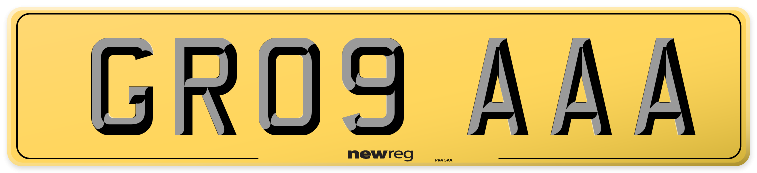 GR09 AAA Rear Number Plate