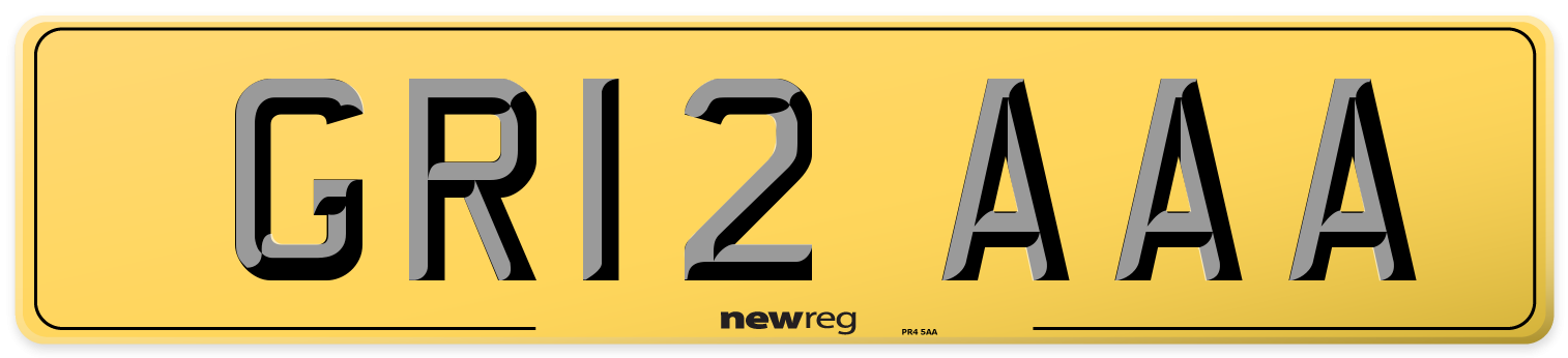 GR12 AAA Rear Number Plate