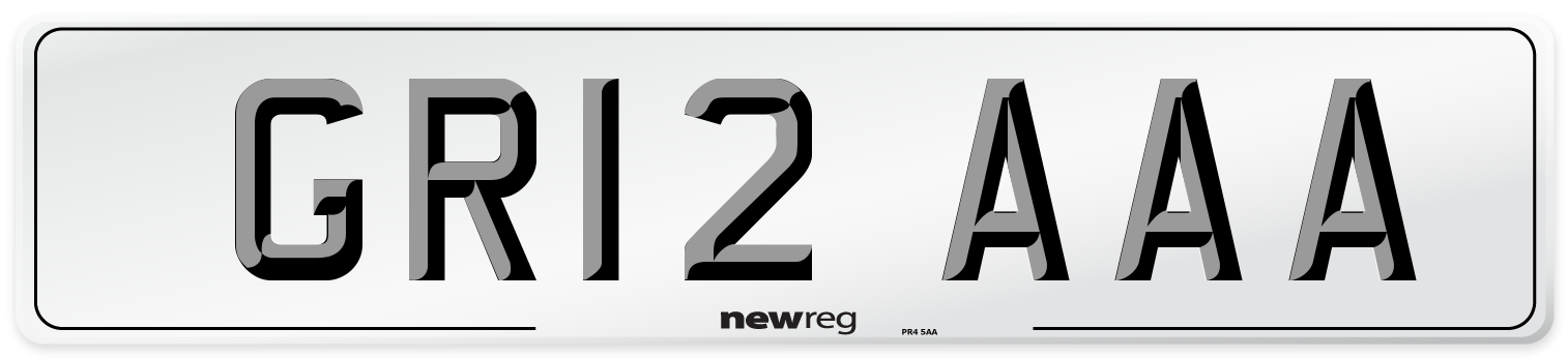 GR12 AAA Front Number Plate