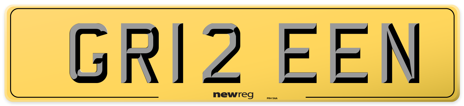 GR12 EEN Rear Number Plate