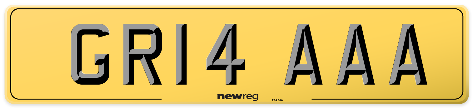 GR14 AAA Rear Number Plate