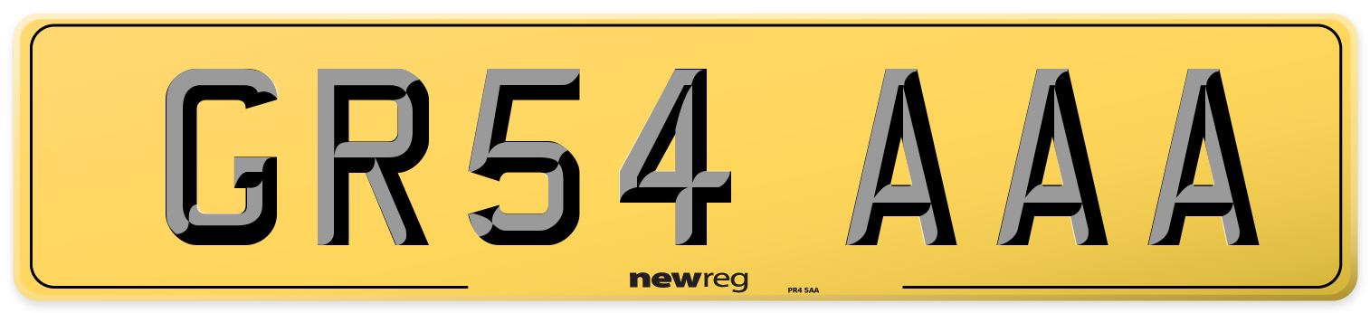 GR54 AAA Rear Number Plate