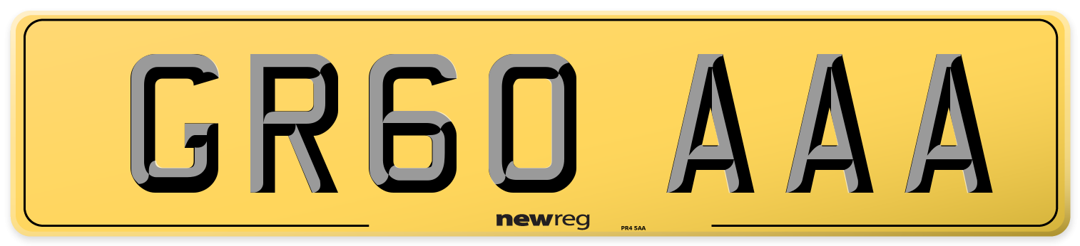 GR60 AAA Rear Number Plate