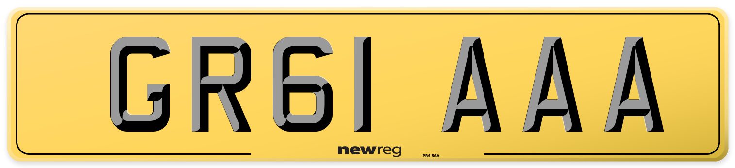 GR61 AAA Rear Number Plate