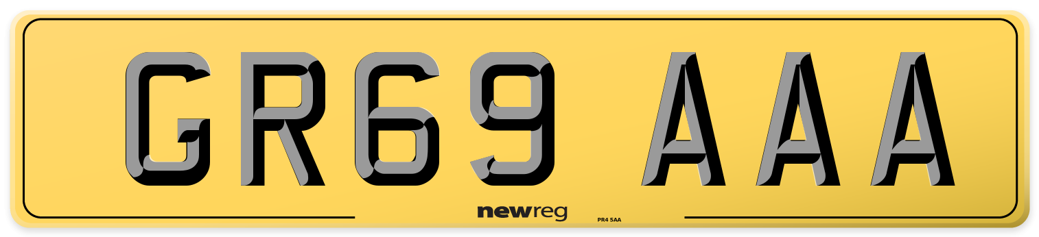GR69 AAA Rear Number Plate