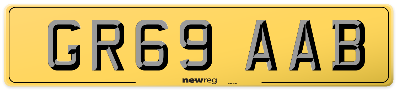 GR69 AAB Rear Number Plate