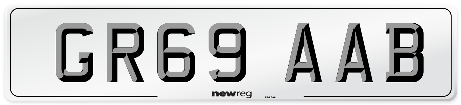 GR69 AAB Front Number Plate