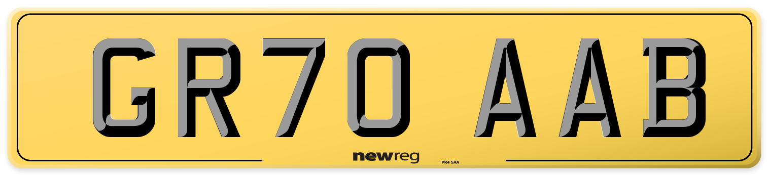 GR70 AAB Rear Number Plate