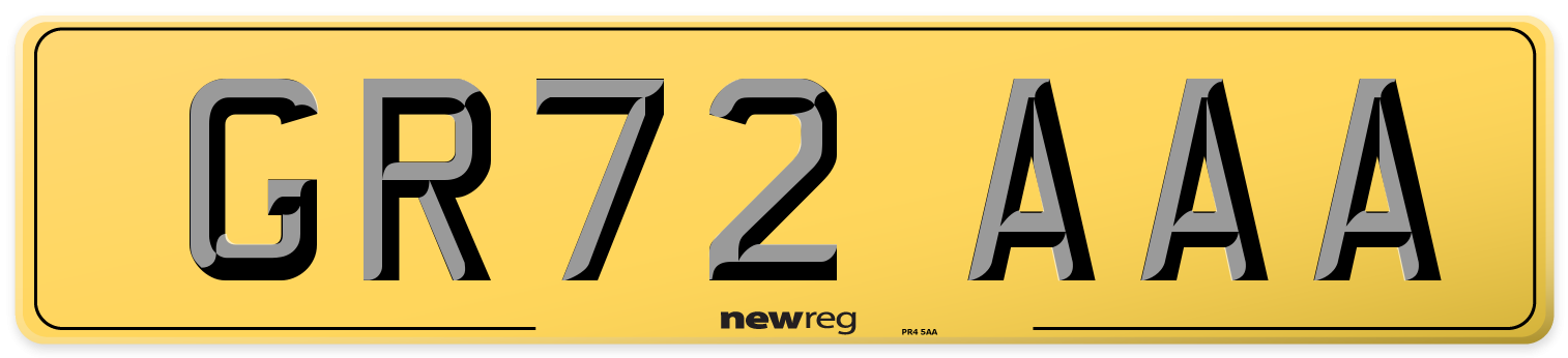 GR72 AAA Rear Number Plate