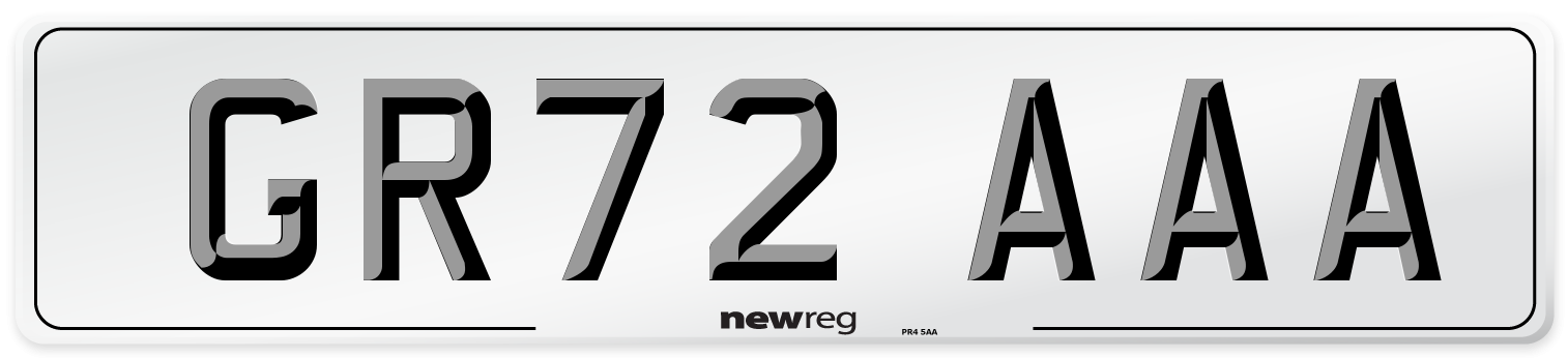 GR72 AAA Front Number Plate