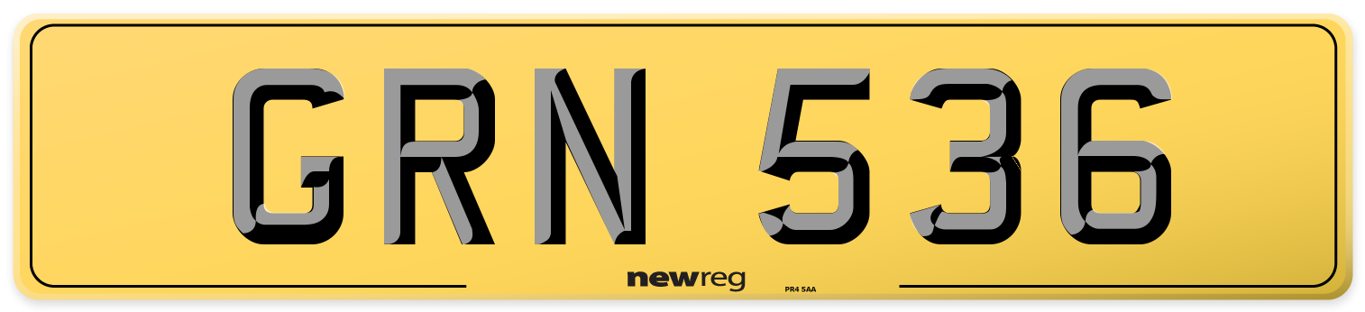 GRN 536 Rear Number Plate