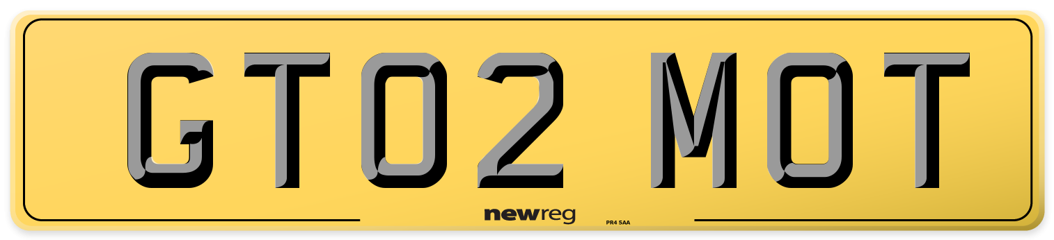 GT02 MOT Rear Number Plate