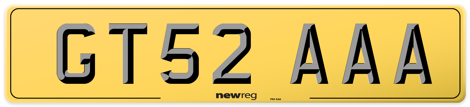 GT52 AAA Rear Number Plate