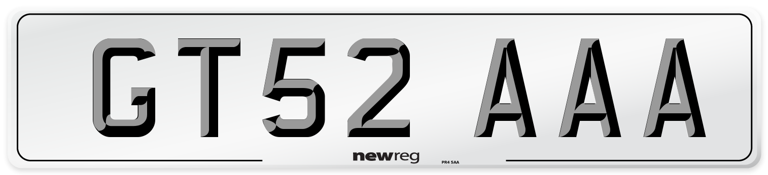 GT52 AAA Front Number Plate