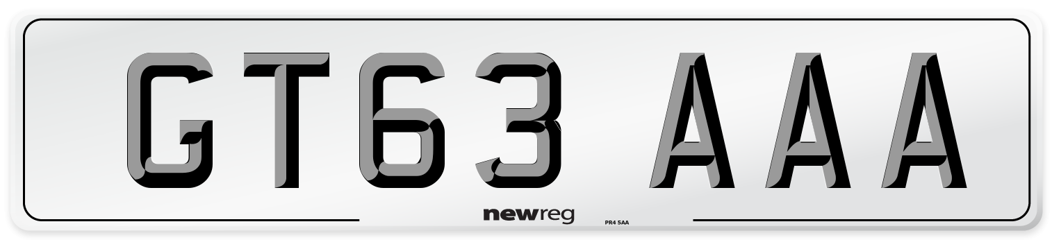 GT63 AAA Front Number Plate