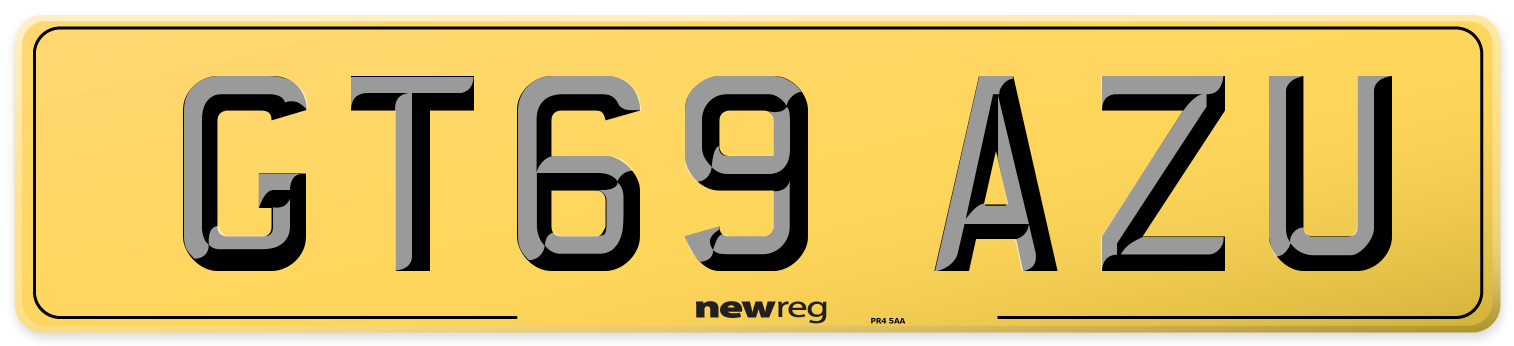 GT69 AZU Rear Number Plate