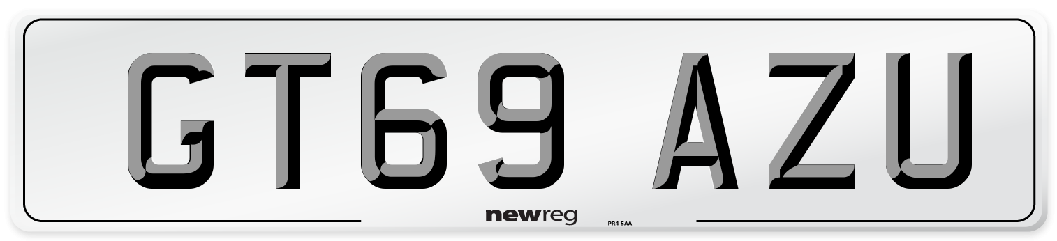 GT69 AZU Front Number Plate