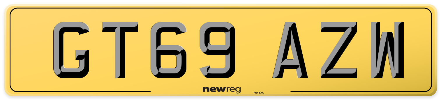 GT69 AZW Rear Number Plate