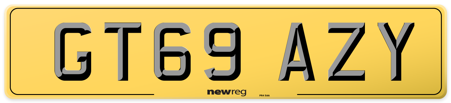 GT69 AZY Rear Number Plate