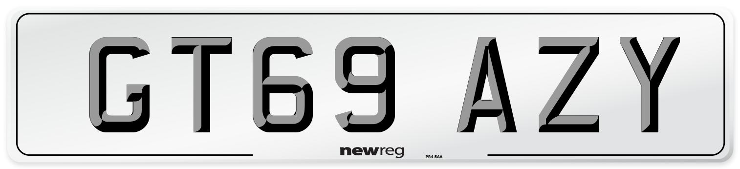 GT69 AZY Front Number Plate