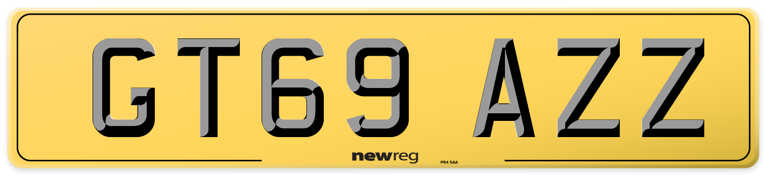 GT69 AZZ Rear Number Plate