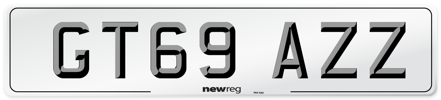 GT69 AZZ Front Number Plate