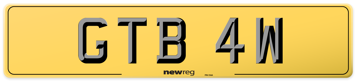 GTB 4W Rear Number Plate
