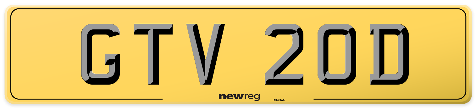 GTV 20D Rear Number Plate