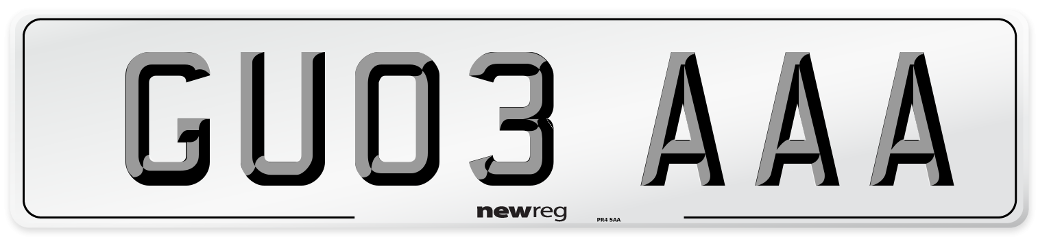 GU03 AAA Front Number Plate