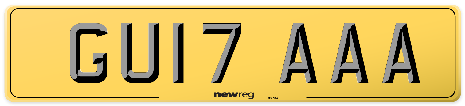 GU17 AAA Rear Number Plate