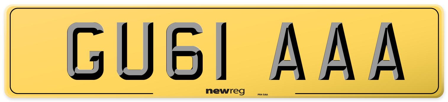 GU61 AAA Rear Number Plate